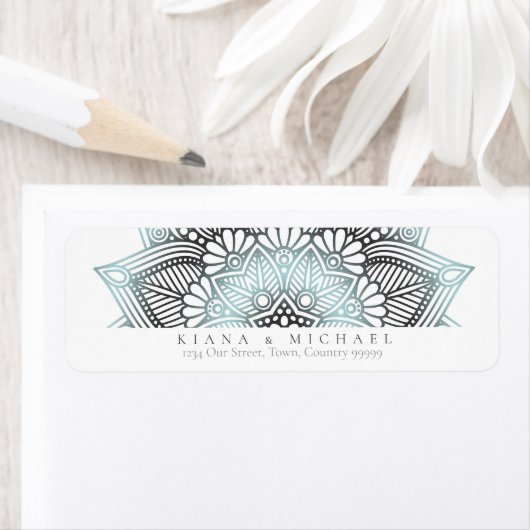 Étiquette Mandala Lace Mariage lt. Blue ID968 (En situation)