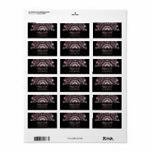 Étiquette Mandala noir métallisé rose brillant (Feuille entière)
