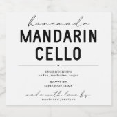 Étiquette Mandarincello fait maison personnalisé (Étiquettes simples)