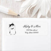 Étiquette Maneki Neko, chat chanceux noir et blanc (En situation)