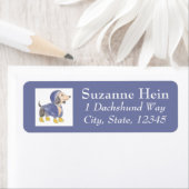 Étiquette Manteau jaune pourpre Dachshund (En situation)