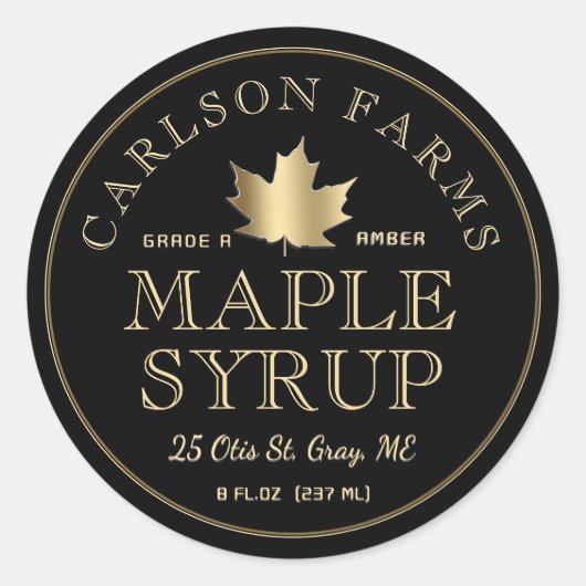 Étiquette Maple Sirop Gold Maple Leaf (Devant)