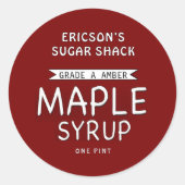 ÉTIQUETTE MAPLE SYRUP ROUGE AVEC BANNIÈRE (Devant)
