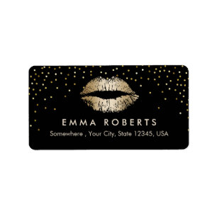 Étiquette Maquillage Artiste Gold Lips Confetti Beauty Salon