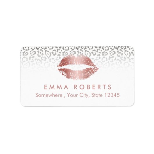Étiquette Maquillage Artiste Rose Rose Gold Lips Salon Leopa (Devant)
