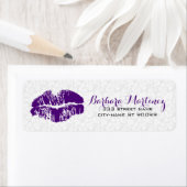 Étiquette Maquillage blanc & violet Floral Damas (En situation)