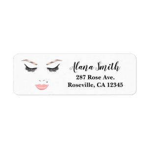 Étiquette Maquillage or rose visage sourcils lèvres glam bea