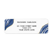 Étiquette Marble Agate Geode Blue Adresse de retour (Devant)