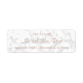 Étiquette Marble Rose Gold Elegant Wedding Adresse de retour (Devant)