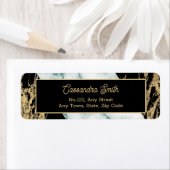 Étiquette Marbre blanc Chic Gold Paint Texture Anniversaire (En situation)