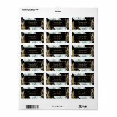 Étiquette Marbre blanc Chic Gold Paint Texture Anniversaire (Feuille entière)