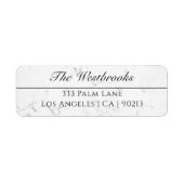 Étiquette Marbre blanc élégant /Nom Adresse /Texte noir (Devant)