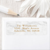 Étiquette Marbre blanc moderne Noël Gold Adresse de retour (En situation)