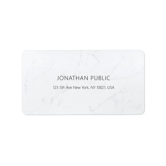 Étiquette Marbre blanc moderne simple élégant Adresse simple (Devant)