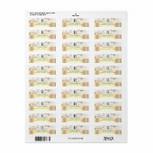 Étiquette Marbre Blanc & Or, Nom & Monogramme Adresse (Feuille entière)
