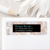 Étiquette Marbre blanc or rose, noir et Turquoise (En situation)