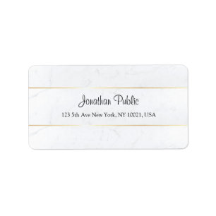 Étiquette Marbre blanc personnalisé Faux Gold manuscrit