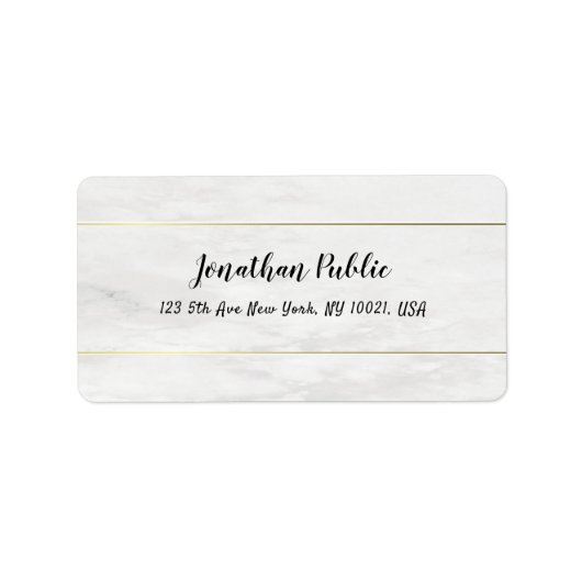 Étiquette Marbre blanc simple élégant Or Modèle moderne (Devant)