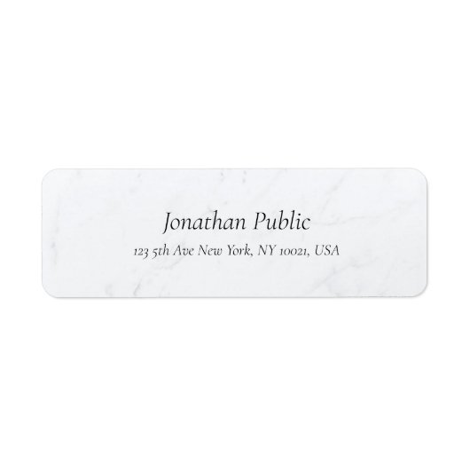 Étiquette Marbre blanc texte italique Élégant Modèle minimal (Devant)