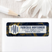 Étiquette Marbre bleu marine et or Marbre moderne Monogramme (En situation)
