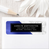 Étiquette Marbre bleu moderne Marbre géométrique Adresse de  (En situation)