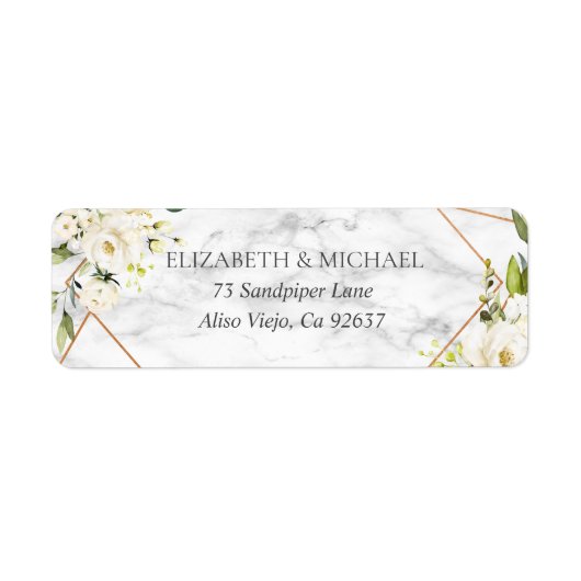 Étiquette Marbre de cuivre Géométrique Florale Adresse de re (Devant)