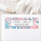 Étiquette Marbre de Parties scintillant bleu rose moderne (En situation)
