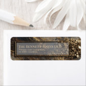 Étiquette Marbre d'obsidienne Pépite d'or Adresse de l'expéd (En situation)