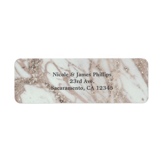 Étiquette Marbre Glam Rose Rose Gold Argent Design Chic (Devant)