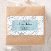 Étiquette Marbre gris bleu Argent Retourner l'adresse Étique (En situation)