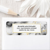 Étiquette Marbre gris lisse moderne avec ruban or (En situation)