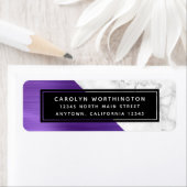 Étiquette Marbre Métal Brossé Violet Adresse de retour (En situation)