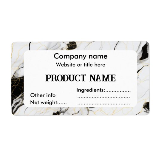 Étiquette Marbre noir et blanc (Devant)