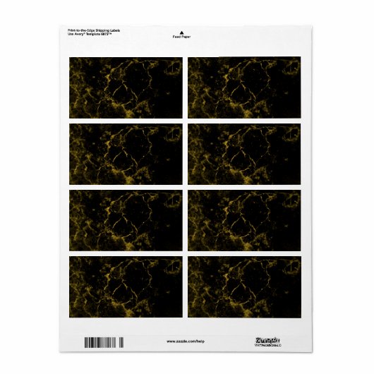 Étiquette Marbre noir or (Feuille entière)