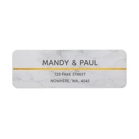 Étiquette Marbre & Or Photo Anniversaire (Devant)