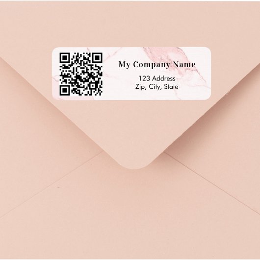 Étiquette Marbre rose clair code qr adresse de retour de l'e