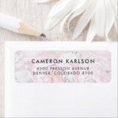 Étiquette Marbre rose et gris Typographie simple San Serif (En situation)