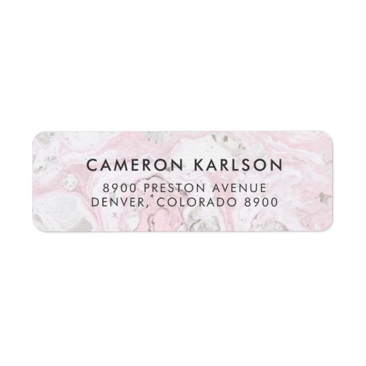 Étiquette Marbre rose et gris Typographie simple San Serif (Devant)