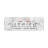 Étiquette Marbre & Rose Gold Lashes & Brosses Adresse de ret (Devant)