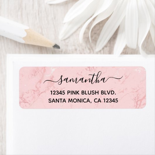 Étiquette Marbre Rose Pâle de Luxe (En situation)