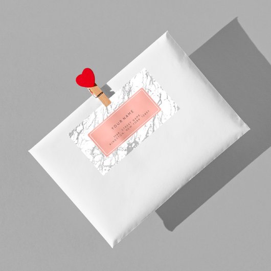 Étiquette Marbre rose rose gris argenté Retourner l'adresse