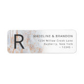 Étiquette Marbres modernes en bleu avec Cuivre Adresse de re (Devant)