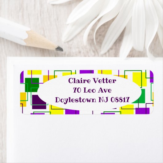 Étiquette Mardi Gras Carrés et grands titres (En situation)