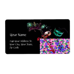 Étiquette MARDI GRAS MASQUERADE confetti