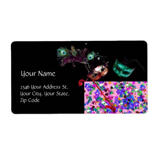 Étiquette MARDI GRAS MASQUERADE confetti (Devant)