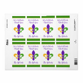 Étiquette Mardi Gras NOM Vert Or Violet Fleur de Lis (Feuille entière)