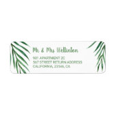 Étiquette Mariage à feuilles de palmiers vert moderne (Devant)