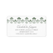 Étiquette Mariage à Imprimé Botanique Vert Gazon et Blanc (Devant)