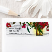 Étiquette Mariage à l'aquarelle de roses rouges romantiques (En situation)