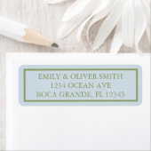 Étiquette Mariage à l'aquarelle florale bleu vert (En situation)